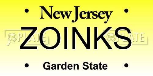 ZOINKS New Jersey License Plate