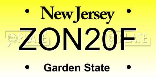 ZON20F New Jersey License Plate