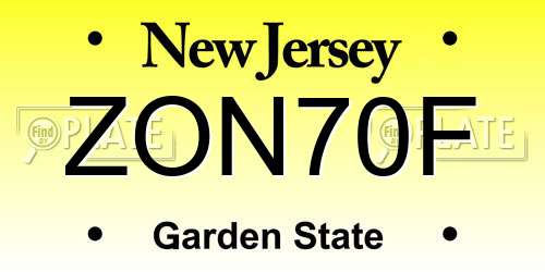 ZON70F New Jersey License Plate
