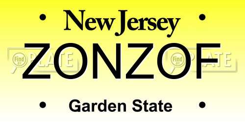 ZONZOF New Jersey License Plate
