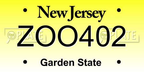 ZOO402 New Jersey License Plate