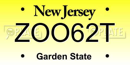 ZOO62T New Jersey License Plate