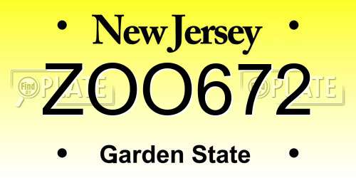 ZOO672 New Jersey License Plate