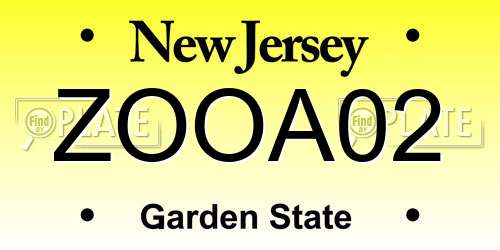 ZOOA02 New Jersey License Plate