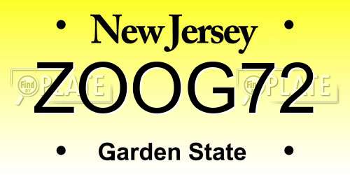 ZOOG72 New Jersey License Plate