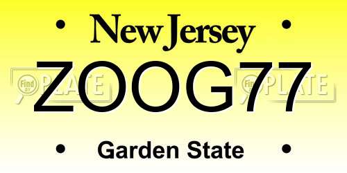 ZOOG77 New Jersey License Plate