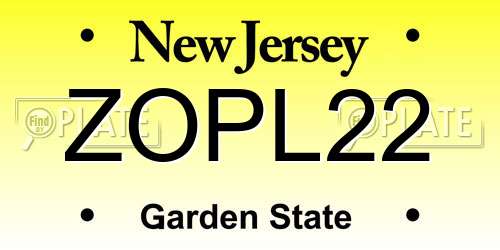 ZOPL22 New Jersey License Plate