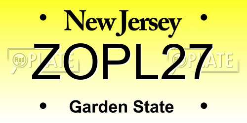 ZOPL27 New Jersey License Plate