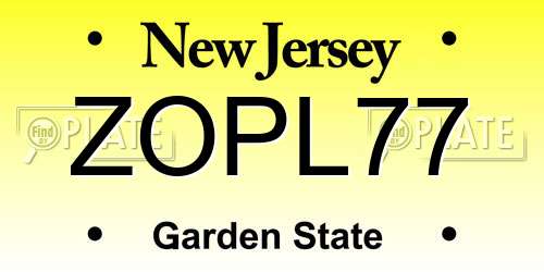 ZOPL77 New Jersey License Plate