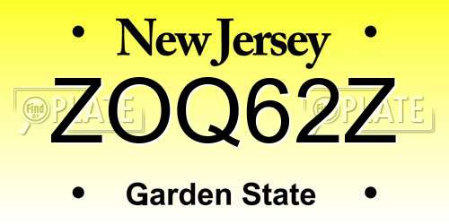 ZOQ62Z New Jersey License Plate