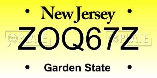 ZOQ67Z New Jersey License Plate