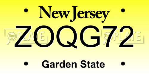 ZOQG72 New Jersey License Plate