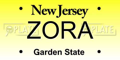 ZORA New Jersey License Plate