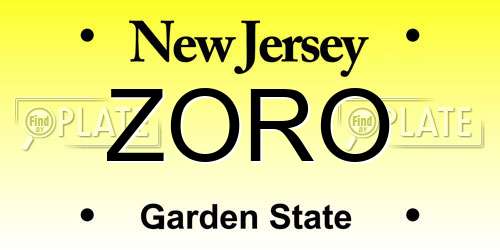 ZORO New Jersey License Plate