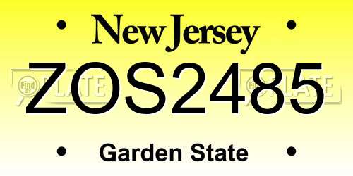 ZOS2485 New Jersey License Plate