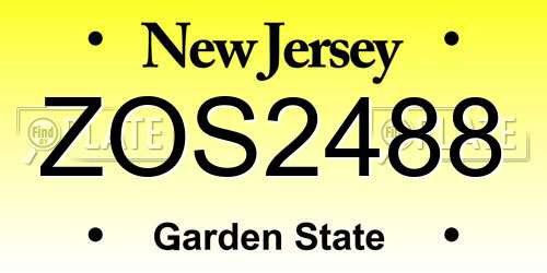ZOS2488 New Jersey License Plate