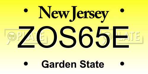 ZOS65E New Jersey License Plate