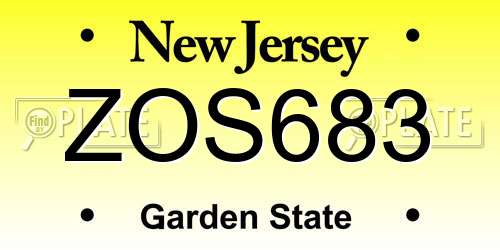 ZOS683 New Jersey License Plate