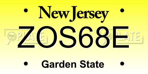 ZOS68E New Jersey License Plate