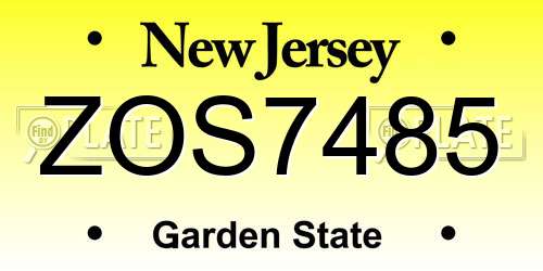 ZOS7485 New Jersey License Plate