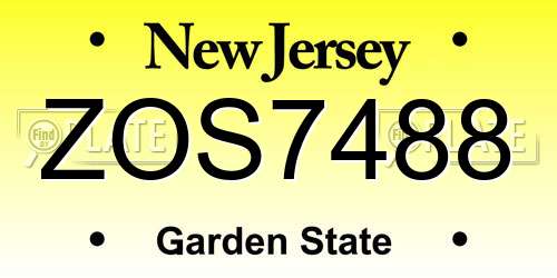 ZOS7488 New Jersey License Plate