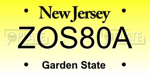 ZOS80A New Jersey License Plate