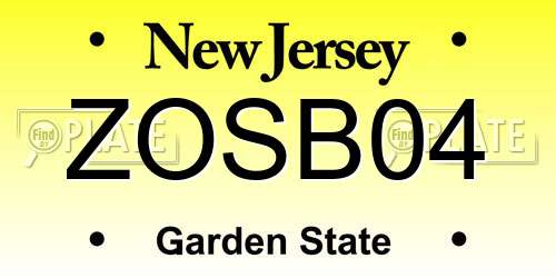 ZOSB04 New Jersey License Plate