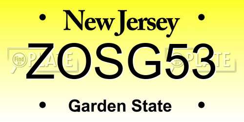 ZOSG53 New Jersey License Plate
