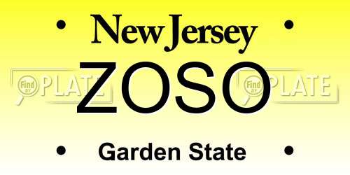 ZOSO New Jersey License Plate