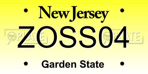 ZOSS04 New Jersey License Plate
