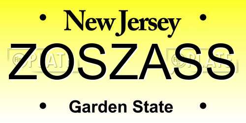 ZOSZASS New Jersey License Plate
