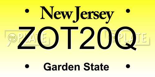 ZOT20Q New Jersey License Plate