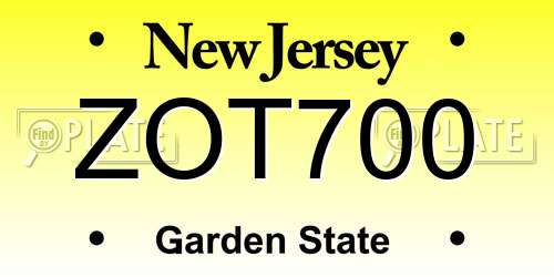 ZOT700 New Jersey License Plate