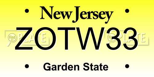ZOTW33 New Jersey License Plate