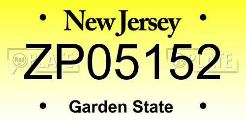 ZP05152 New Jersey License Plate