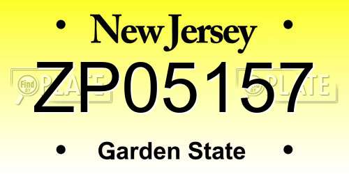 ZP05157 New Jersey License Plate