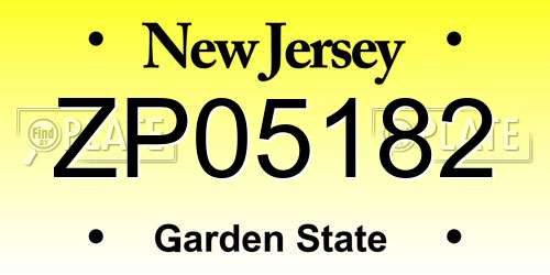 ZP05182 New Jersey License Plate