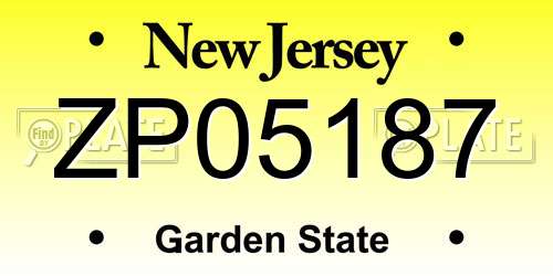 ZP05187 New Jersey License Plate