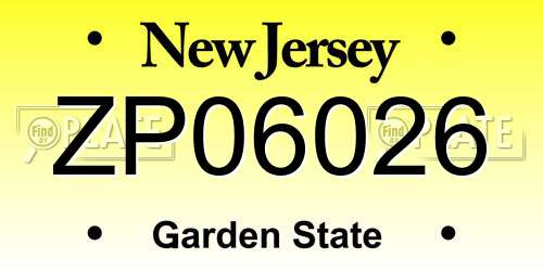 ZP06026 New Jersey License Plate