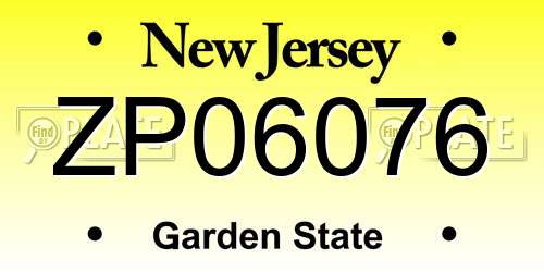 ZP06076 New Jersey License Plate