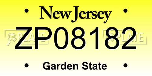 ZP08182 New Jersey License Plate