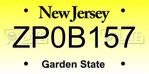 ZP0B157 New Jersey License Plate
