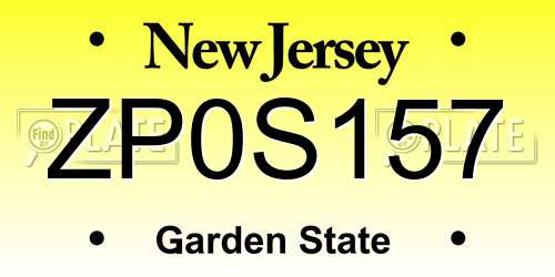 ZP0S157 New Jersey License Plate