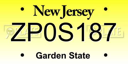 ZP0S187 New Jersey License Plate