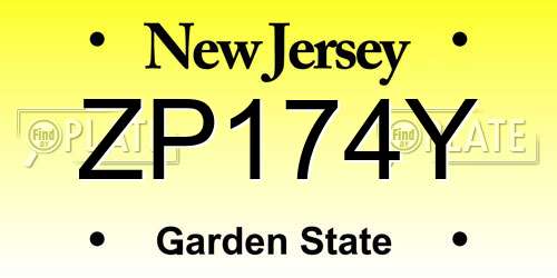 ZP174Y New Jersey License Plate