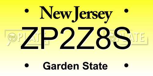 ZP2Z8S New Jersey License Plate