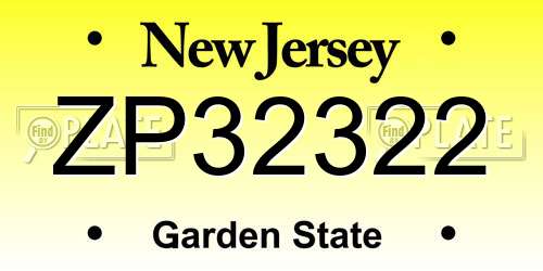 ZP32322 New Jersey License Plate