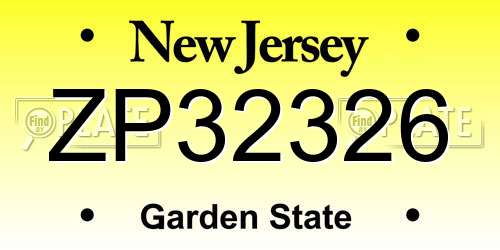 ZP32326 New Jersey License Plate