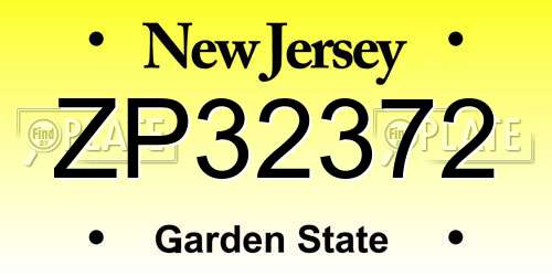 ZP32372 New Jersey License Plate