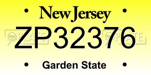 ZP32376 New Jersey License Plate